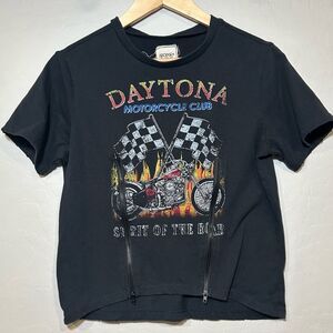 Modish Rebel‎ Daytona Motorcycle Club Graphic Tee Vintage Vibe Zippers Medium